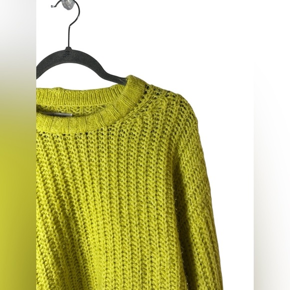 American Eagle Lime Green Chunky Knit Sweater Women’s XS Cropped Pullover Cozy - Picture 3 of 7